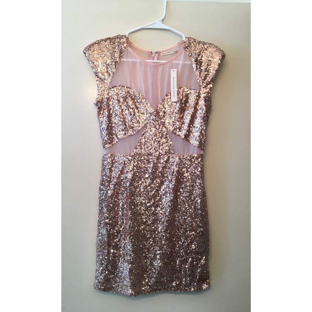 Nordstrom Mustard Seed Gold Sequin Dress - Picture 2 of 4